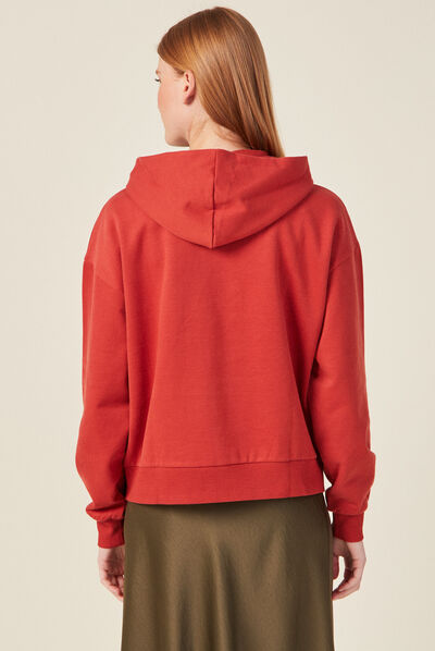 Sweat à capuche orange foncé femme