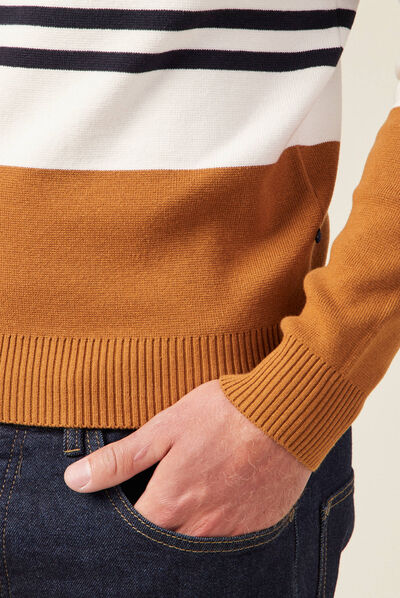 Pull col rond éco-resposnable bleu marine homme