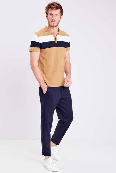 Polo manches courtes camel homme