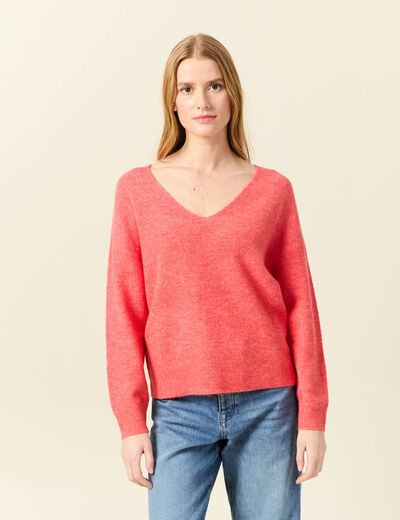 Pull manches longues orange femme