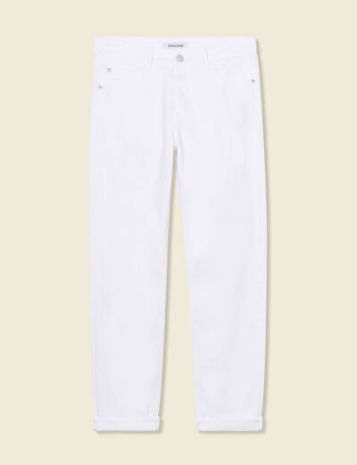 Jeans girlfriend taille haute denim blanc femme