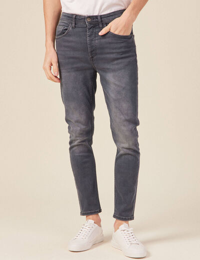 Jeans tapered 5 poches denim gris homme