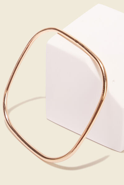 Bracelet jonc carré en métal couleur or femme