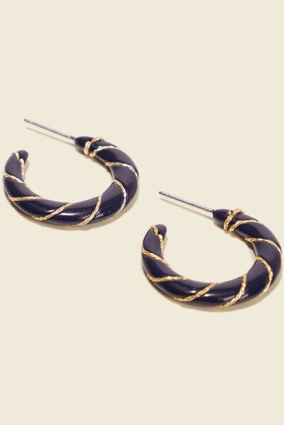 Boucles d'oreilles créoles bleu marine femme