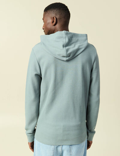 T-shirt &agrave; capuche bleu gris homme
