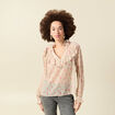 Blouse oversize col v manches longues blanc femme