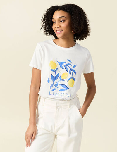 T-shirt manches courtes blanc femme