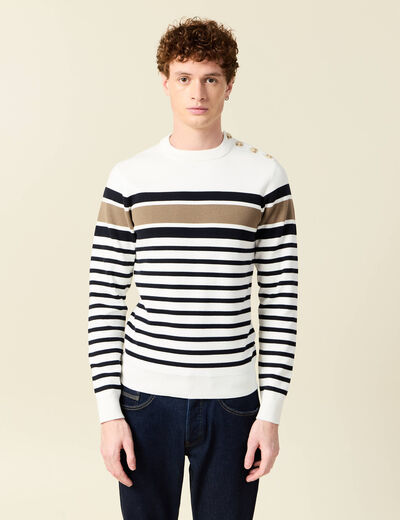 Pull manches longues ecru homme