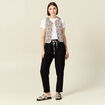 Pantalon droit à coulisse noir femme