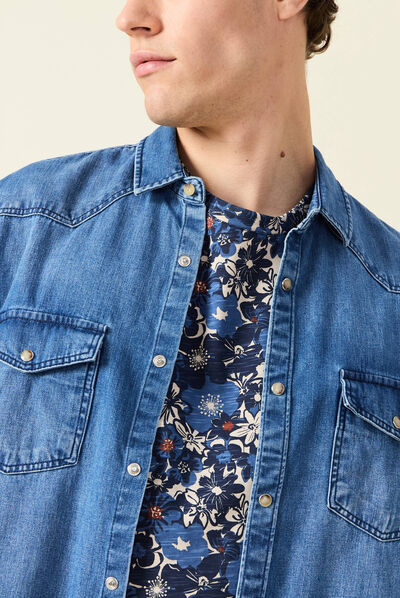 Chemise manches longues denim brut homme