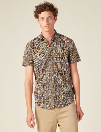 Chemise manches courtes jaune moutarde homme