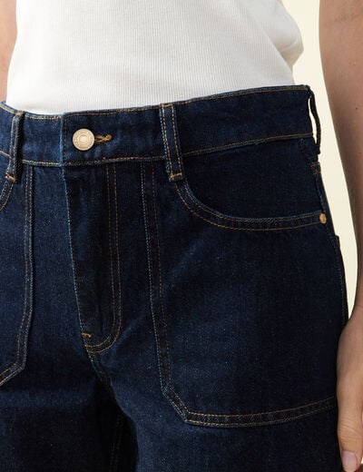 Jeans wide large taille haute denim brut rinse femme