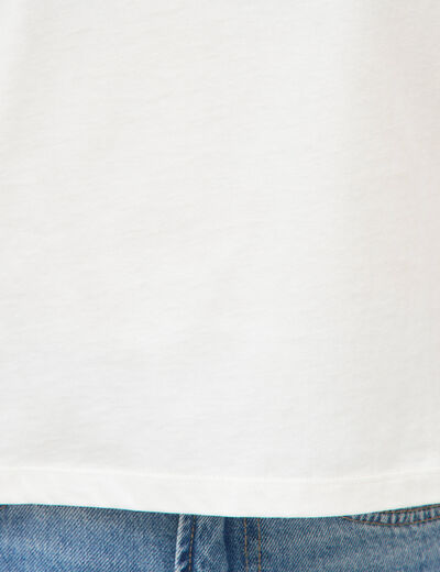 T-shirt effet boule manches courtes ecru femme