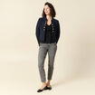 Blouse droite courte manches longues noir femme