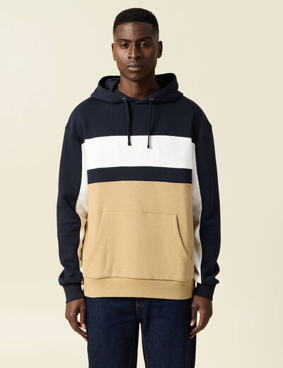Sweat à capuche 1 poche bleu marine homme