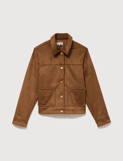 Blouson manches longues col classique marron femme