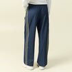 Pantalon large taille haute ray&eacute; bleu marine femme