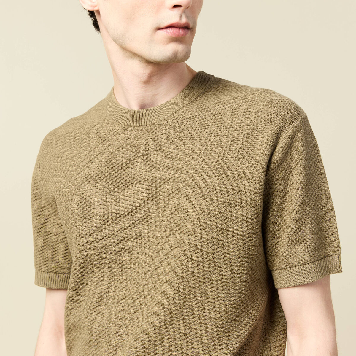 T-shirt en coton vert kaki homme