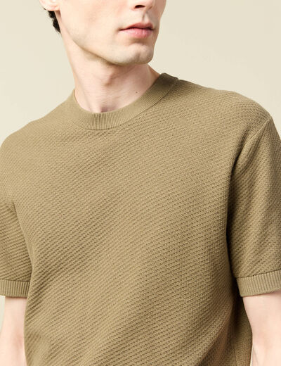 T-shirt en coton vert kaki homme