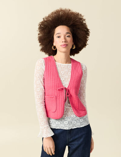 Gilet r&eacute;versible droit sans manches multicolore femme