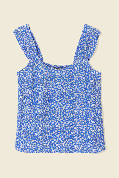 Blouse bretelles larges bleu femme