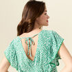 Robe évasée dos en V vert femme
