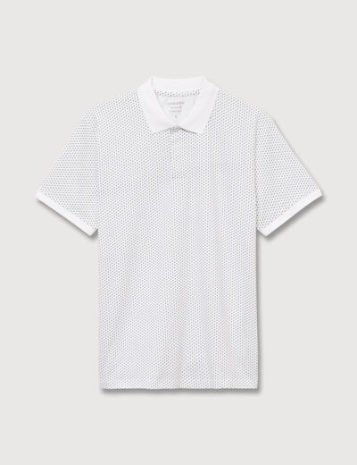 Polo cintr&eacute; en coton manches courtes blanc homme