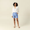 Short droit avec pinces bleu femme