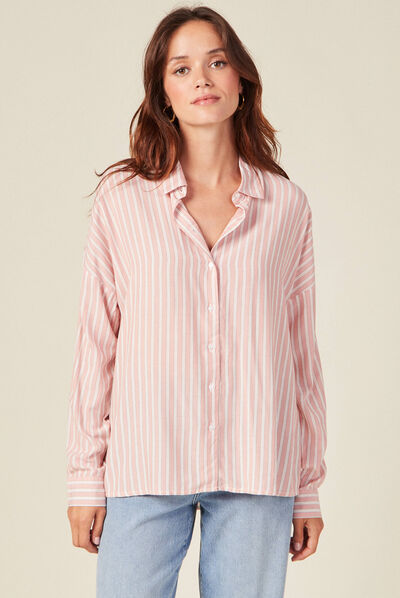 Chemise manches longues rouge clair femme
