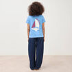 T-shirt droit col rond manches courtes bleu clair femme