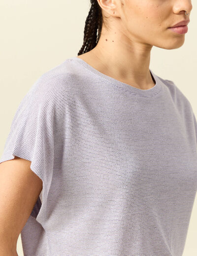 T-shirt col rond manches courtes parme femme