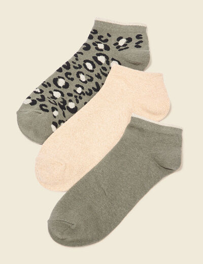 Lot 3 paires chaussettes vert kaki femme