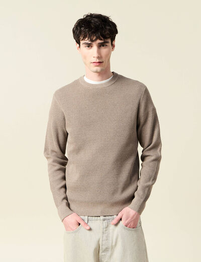 Pull droit manches longues vert kaki homme