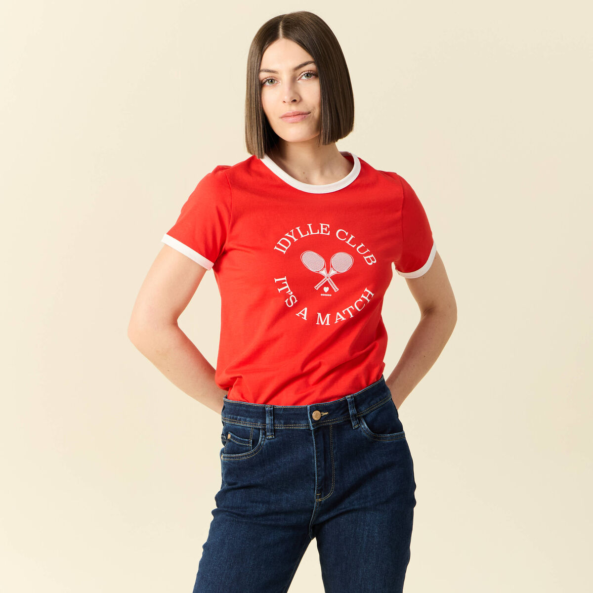 T-shirt manches courtes rouge femme