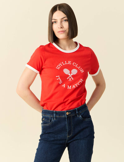 T-shirt manches courtes rouge femme