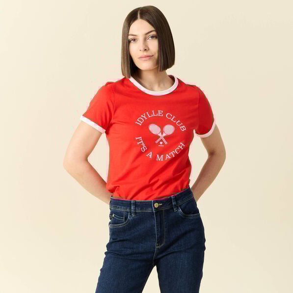 t shirt manches courtes rouge femme T-shirt manches courtes rouge femme