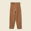 Pantalon slouchy taille haute 7/8&egrave;me marron femme