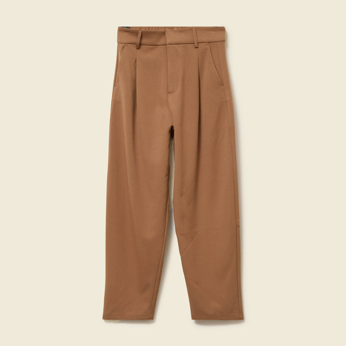 Pantalon slouchy taille haute 7/8&egrave;me marron femme