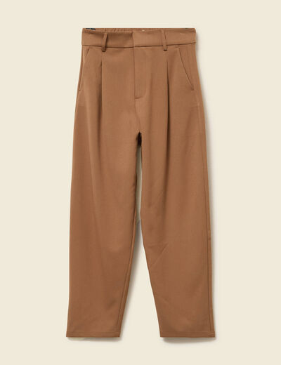 Pantalon slouchy taille haute 7/8&egrave;me marron femme
