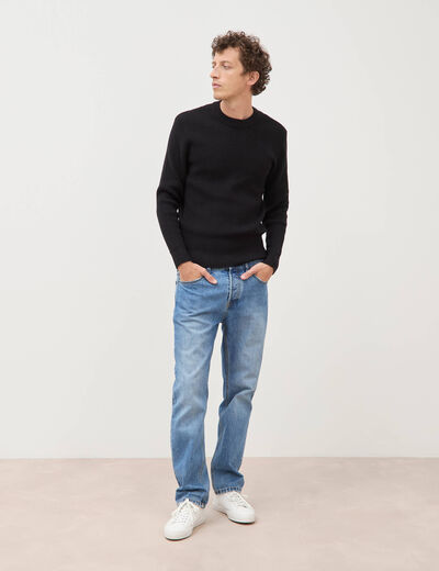 Pull col rond manches longues noir homme