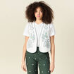Gilet sans manches brodé ecru femme