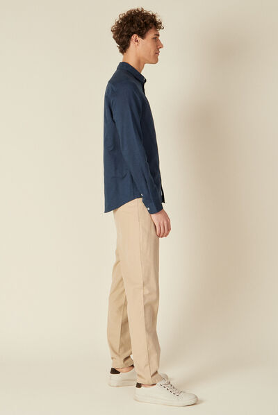 Chemise manches longues bleu marine homme