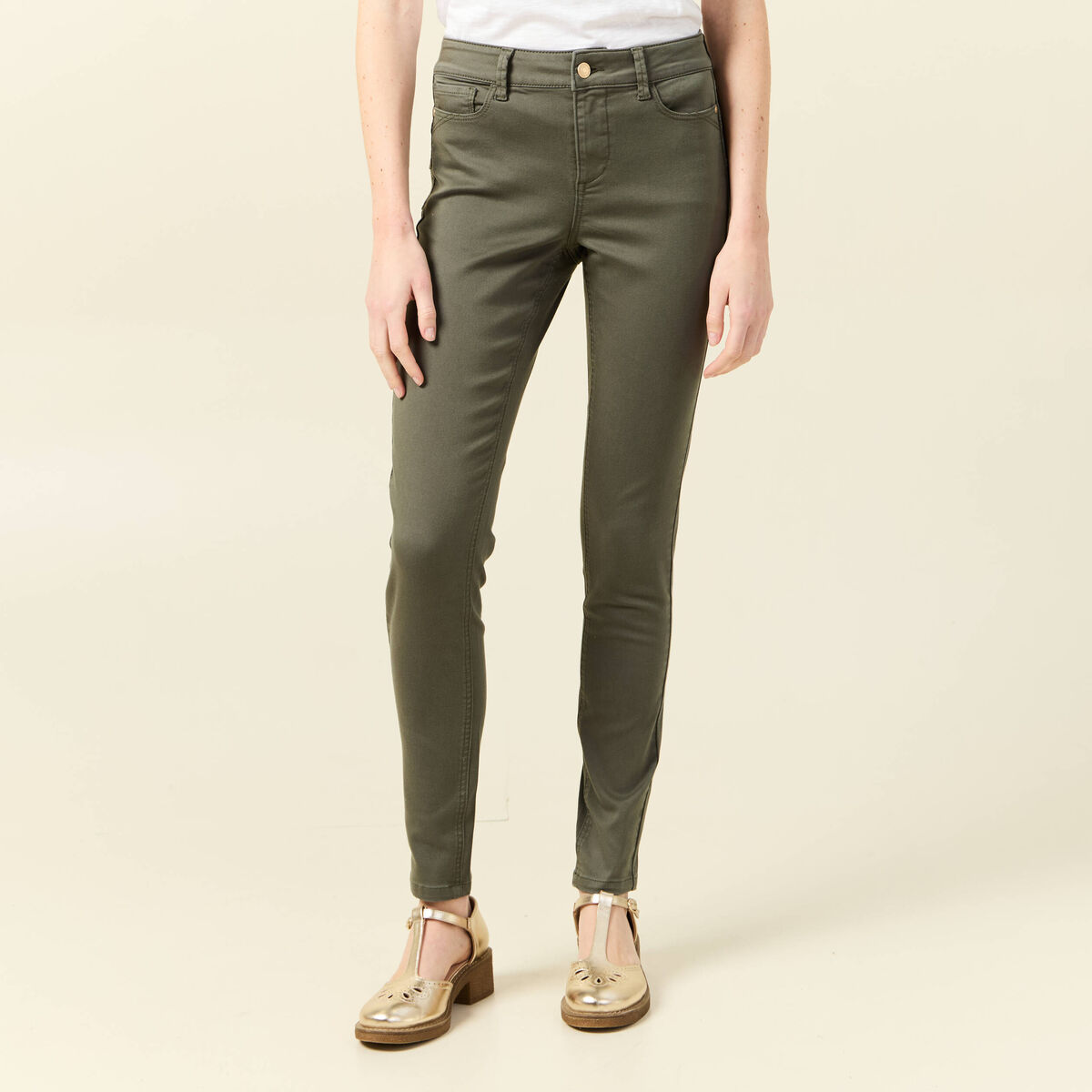 Pantalon Audrey - skinny push up vert kaki femme