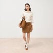 Pull droit manches longues bardot ecru femme