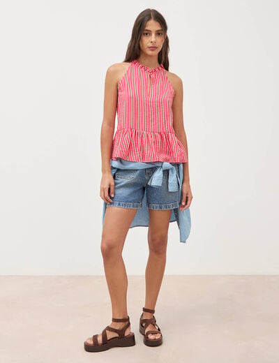 Top droit sans manches rouge femme