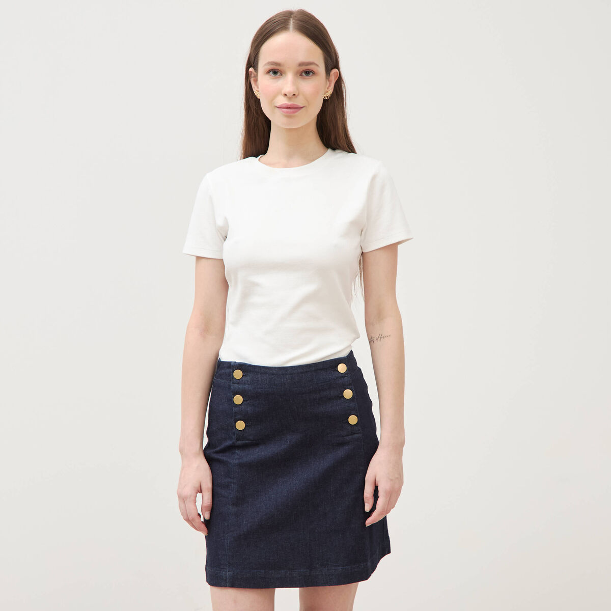 Jupe en jeans denim brut femme