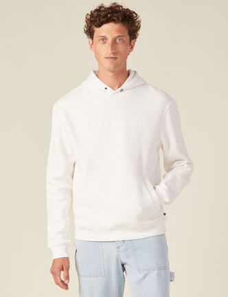 Sweat &agrave; capuche ecru homme