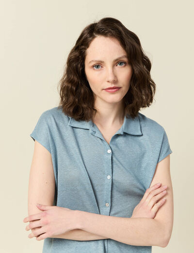 Polo manches courtes bleu gris femme