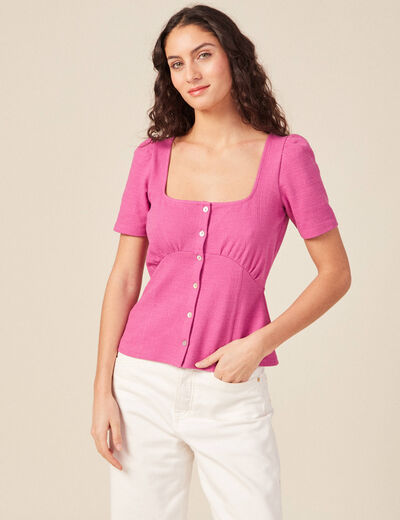 T-shirt manches courtes rose framboise femme