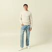 Pull col rond manches longues ecru homme